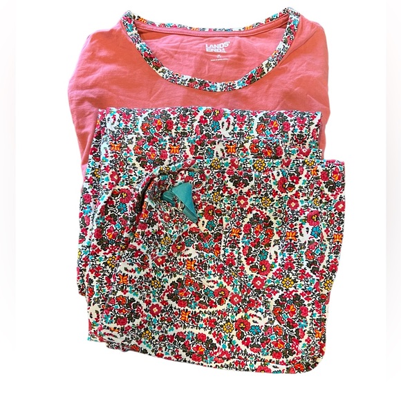Lands End Pajamas Long Sleeve Paisley Jersey BRAND NEW Elastic Drawstring Pant - Picture 1 of 12